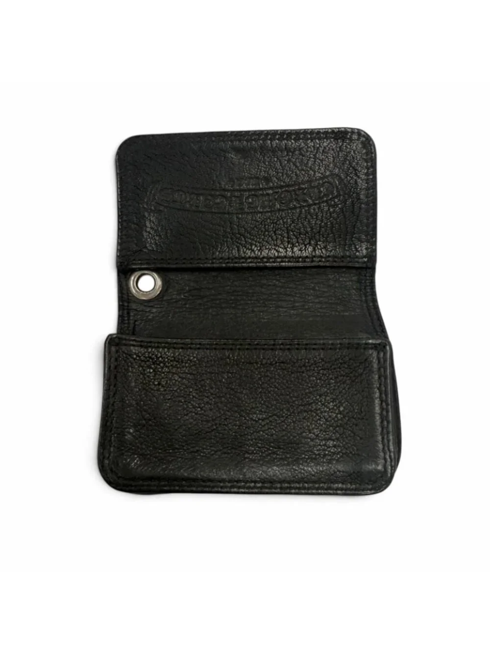 Chrome Hearts Card Case Leather 925 with Grommet Scroll Label Bifold Business